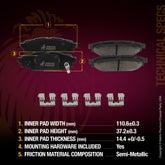 Metrix Premium Rear Semi-Metallic Disc Brake Pad Set 93778MS OEM fit spare parts